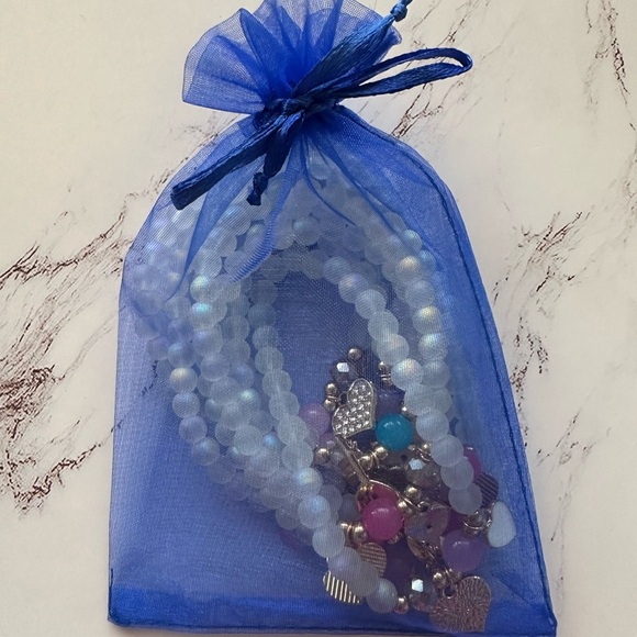 Boho Chic Beaded Stretched Bracelet Set with Charms 7Pcs Brand New - Picture 5 of 5